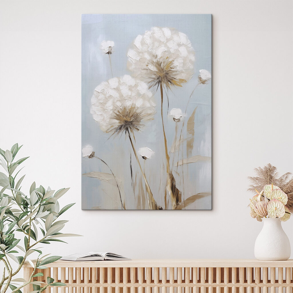 Painting of flowers on a blue background Painting of flowers on a blue background