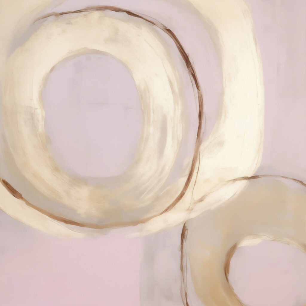 Painting of circles on a pink background