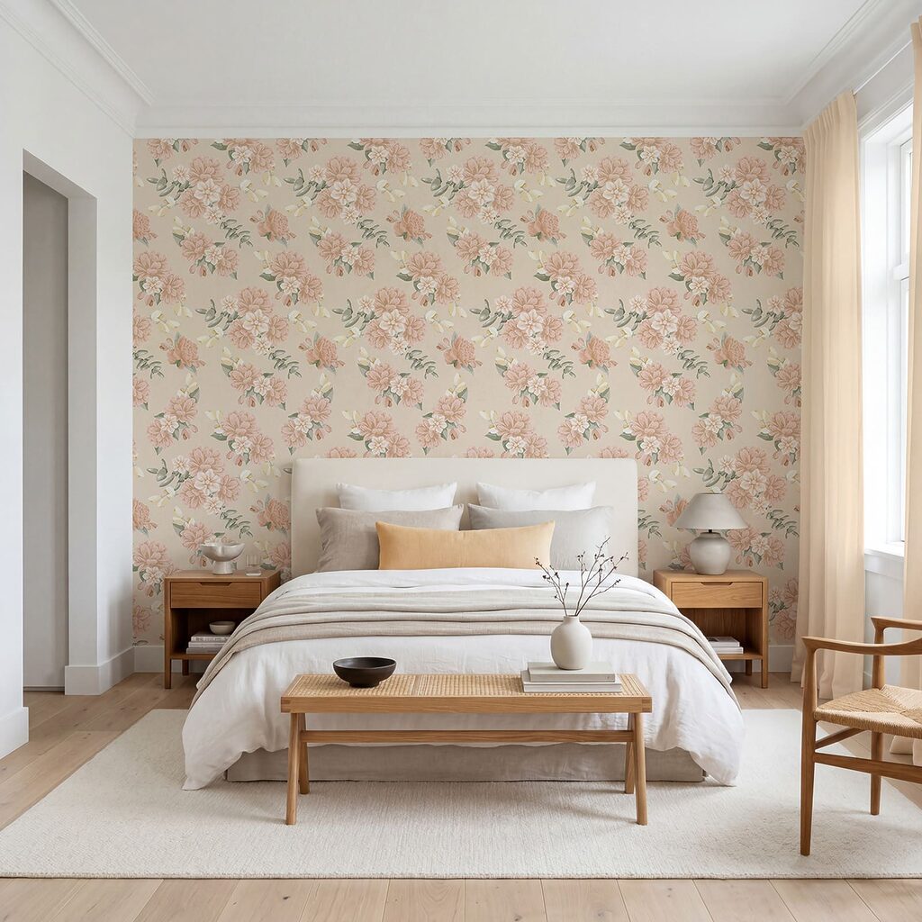 Motiv floral pe fond bej Motiv floral pe fond bej