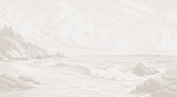 Drawing of a beach with waves