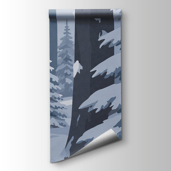 Snowy road in a forest