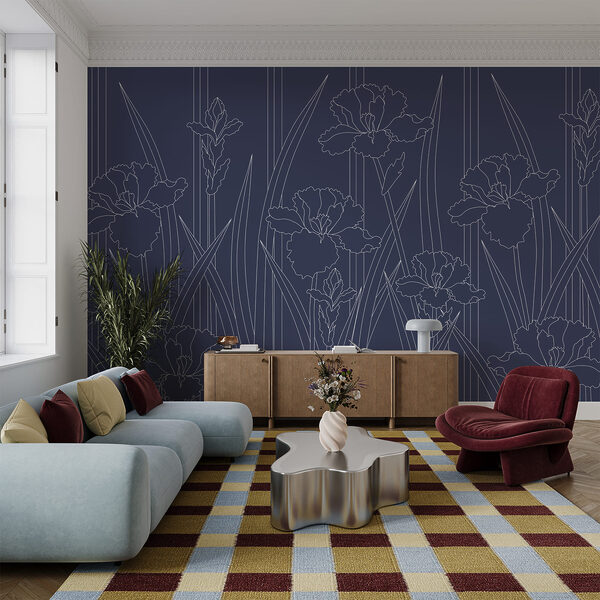 Motiv floral albastru și alb