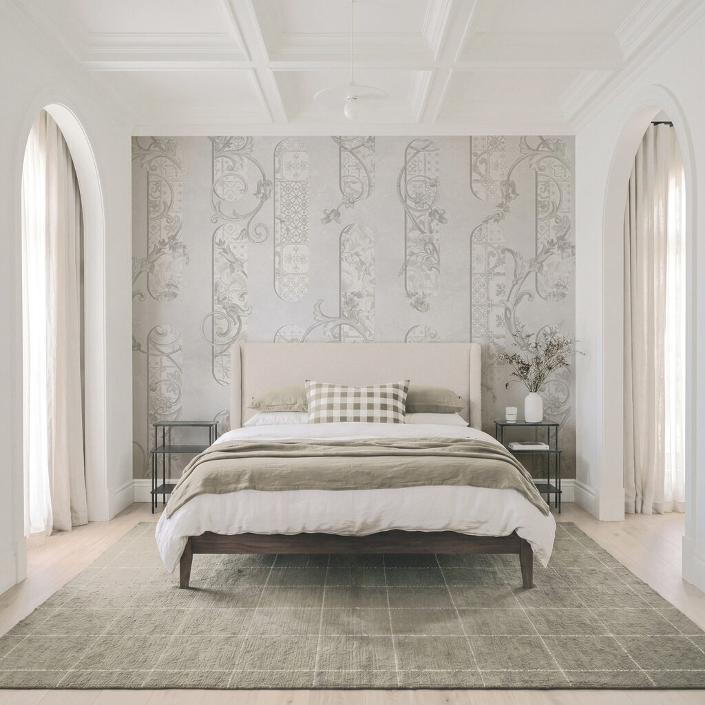 Tapet alb cu motive florale Tapet alb cu motive florale