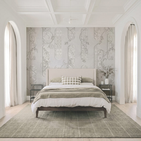 Tapet alb cu motive florale Tapet alb cu motive florale