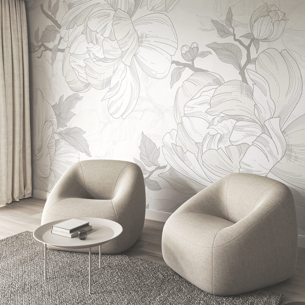Motiv floral alb și gri Motiv floral alb și gri