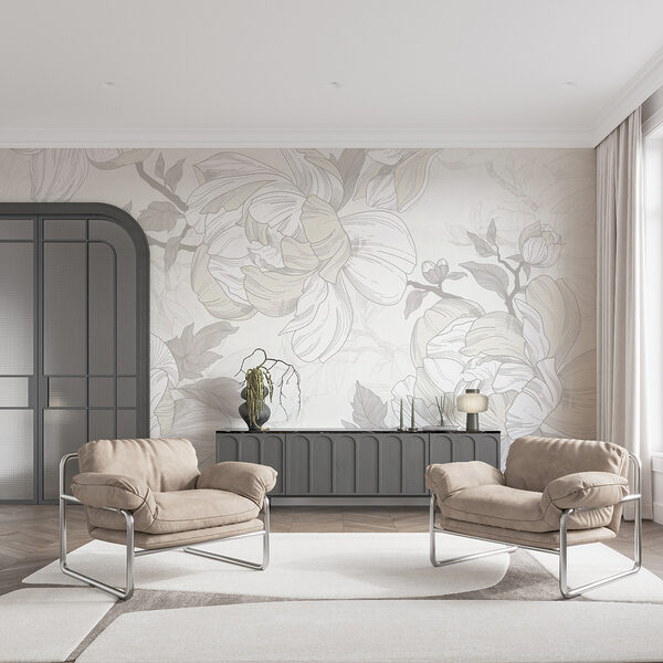 Motiv floral alb și gri Motiv floral alb și gri