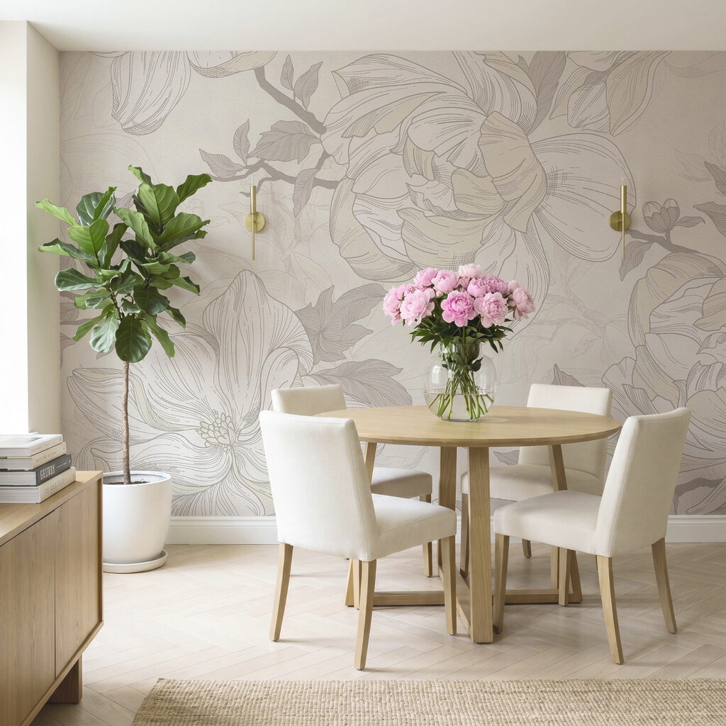 Motiv floral alb și gri Motiv floral alb și gri