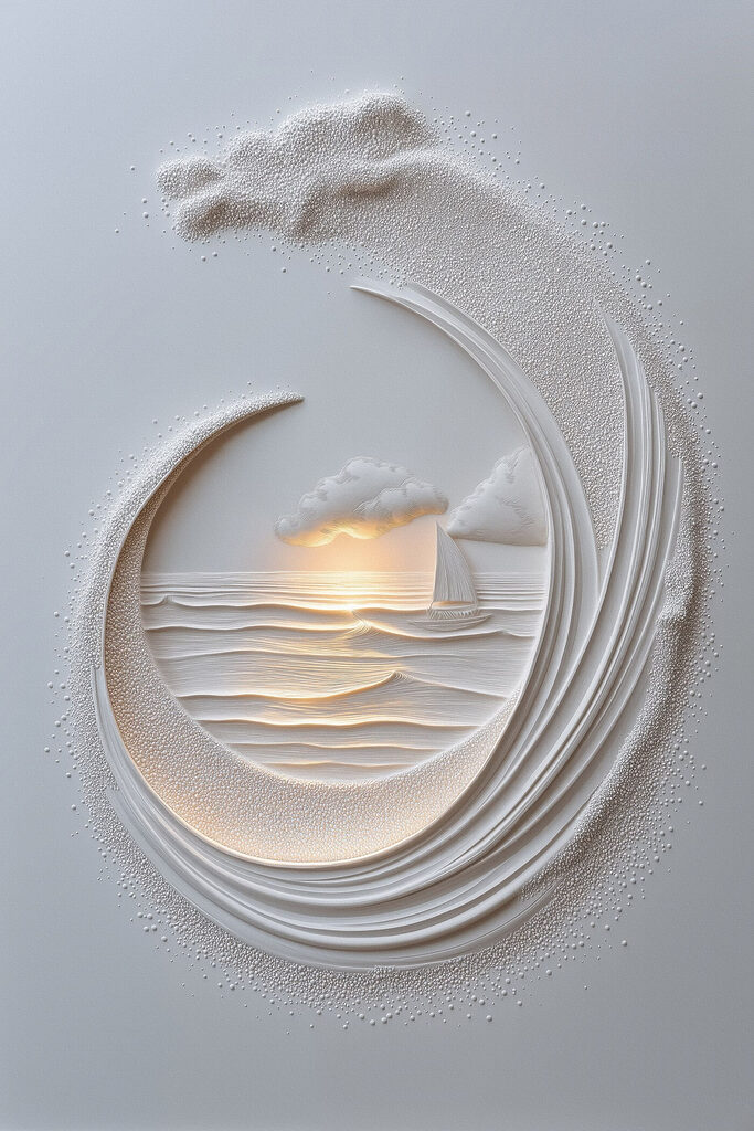 White paper cut out of a boat and a ship