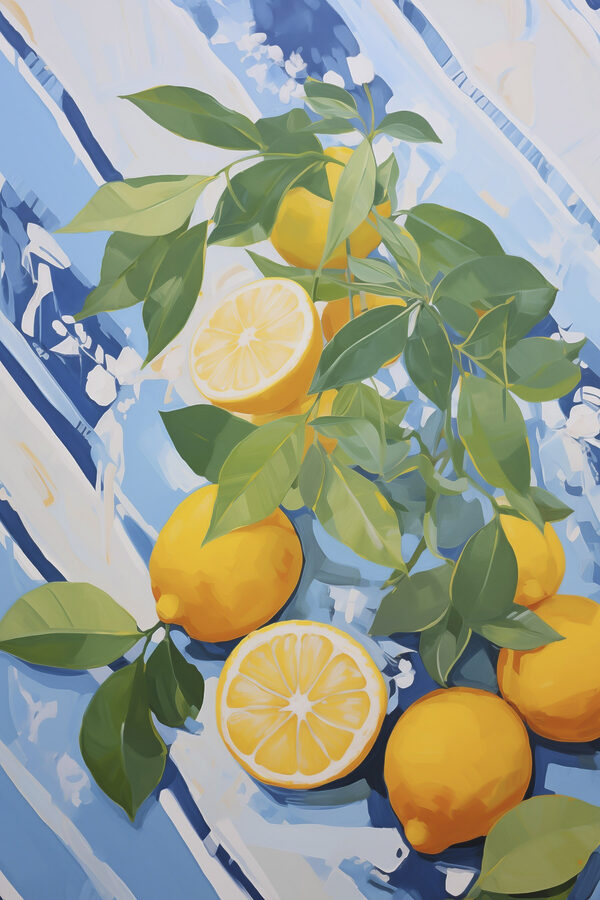 Painting of lemons and leaves