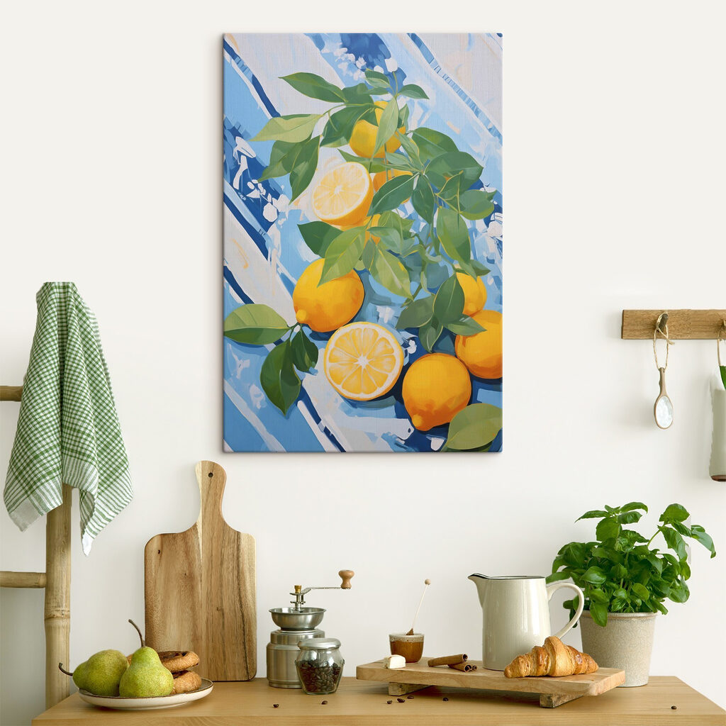 Painting of lemons and leaves