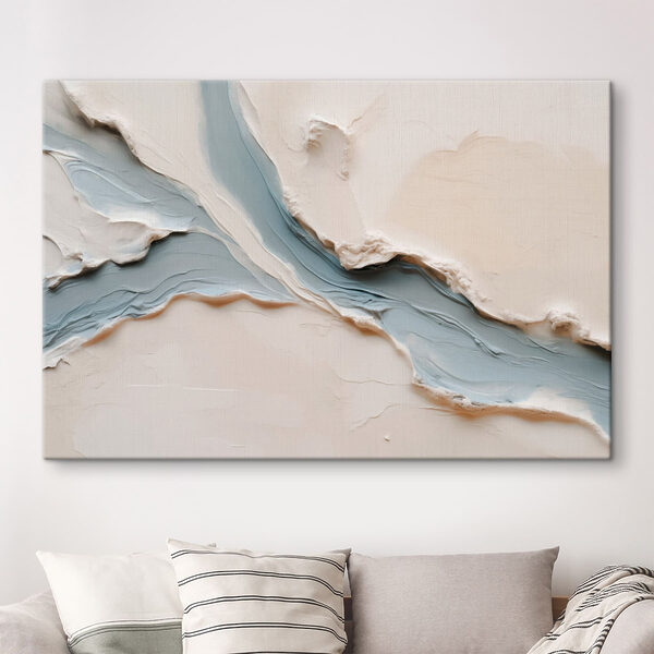 White and blue surface with a river