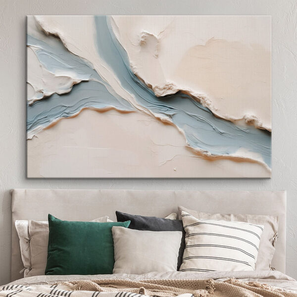 White and blue surface with a river