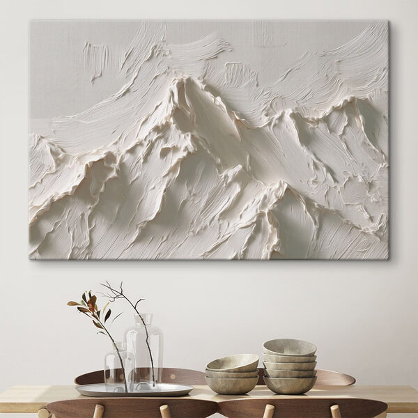 White wall with a mountain in the background