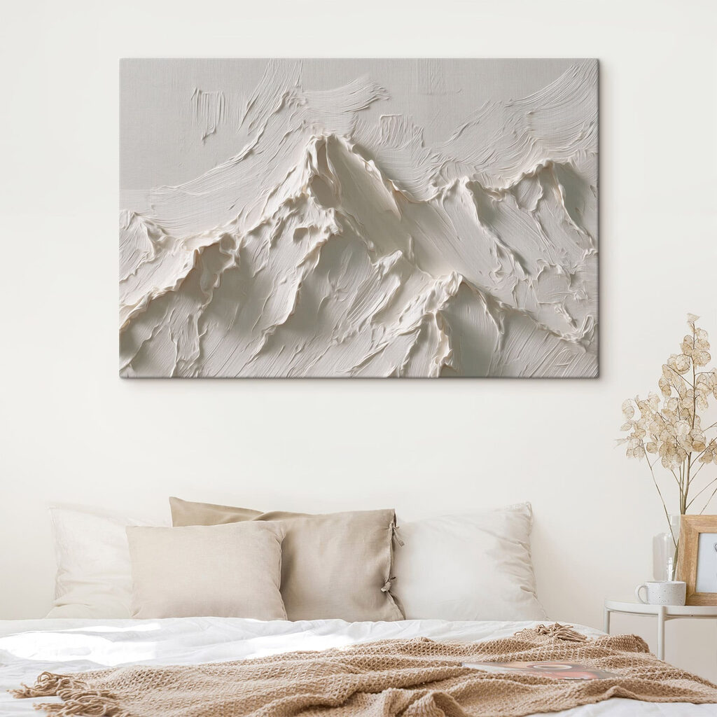 White wall with a mountain in the background