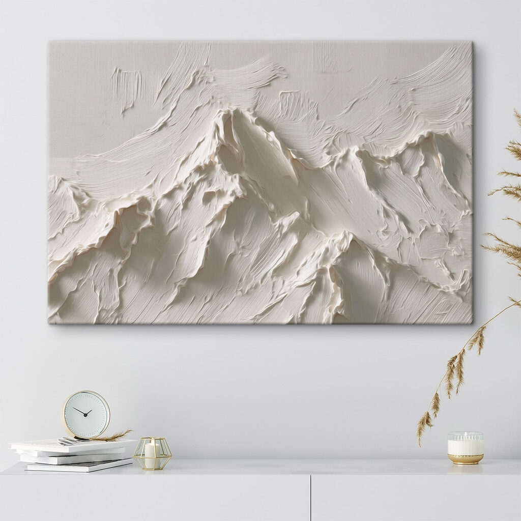 White wall with a mountain in the background