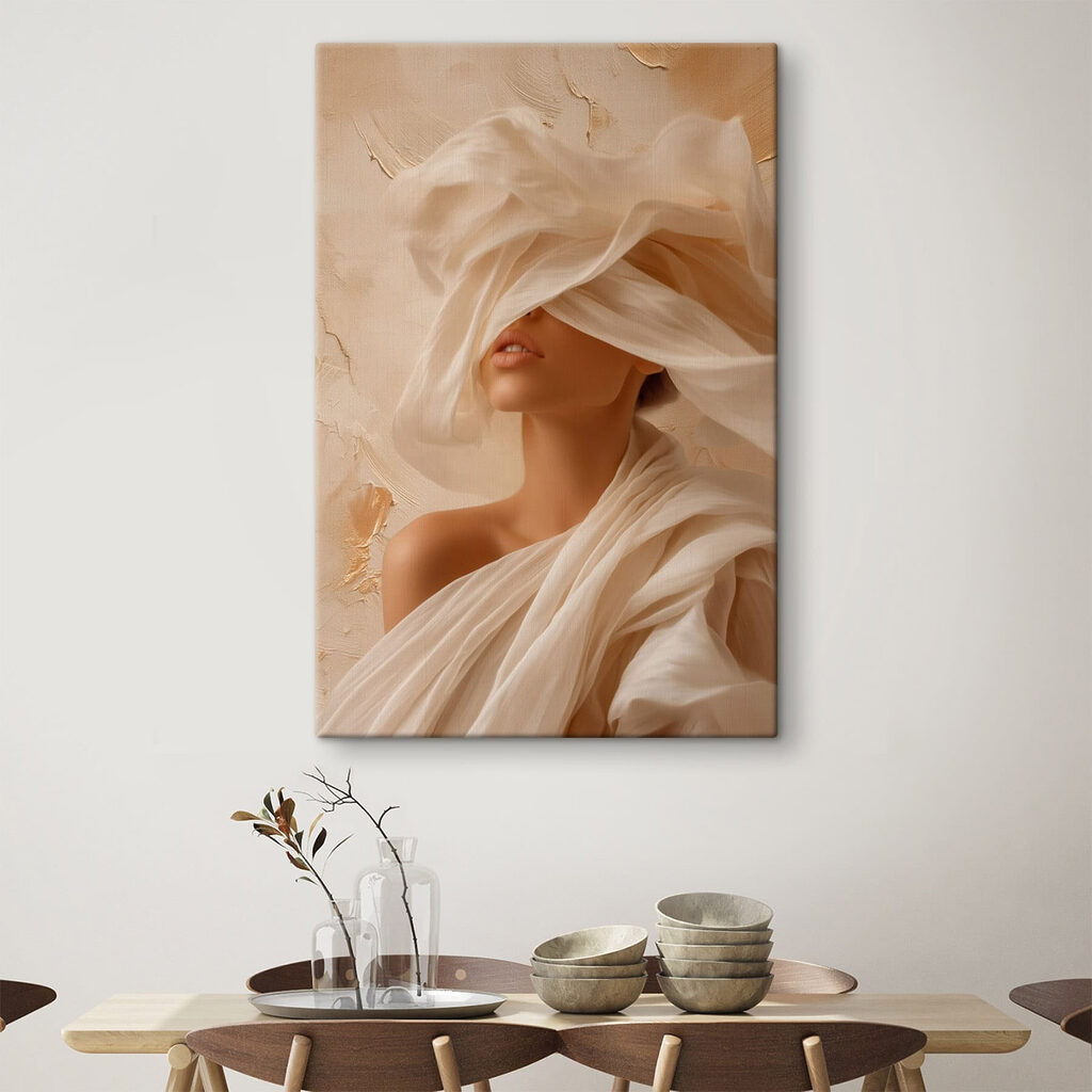 Woman with a white cloth covering her face Woman with a white cloth covering her face