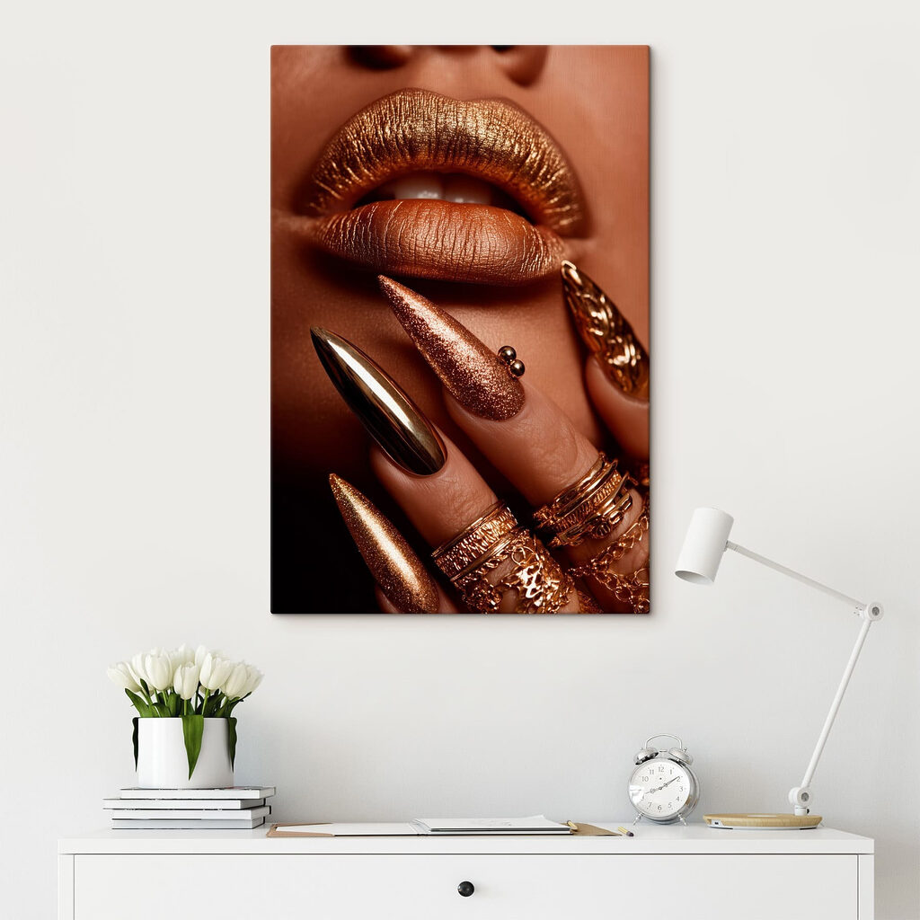 Glamorous nails and lips ensemble