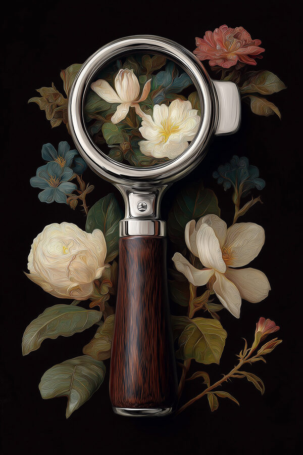 Magnifying glass with flowers Magnifying glass with flowers