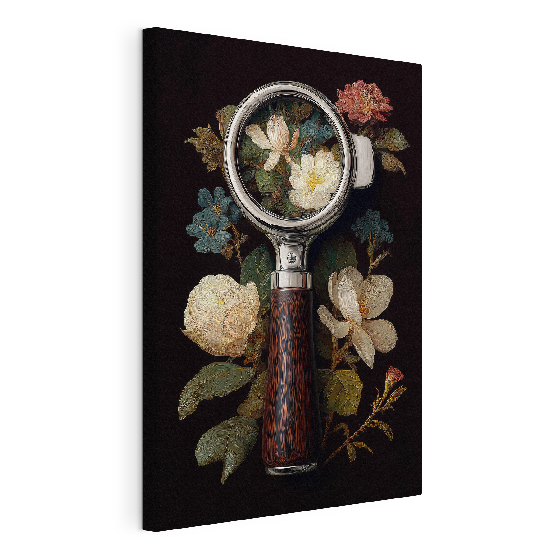 Magnifying glass with flowers Magnifying glass with flowers