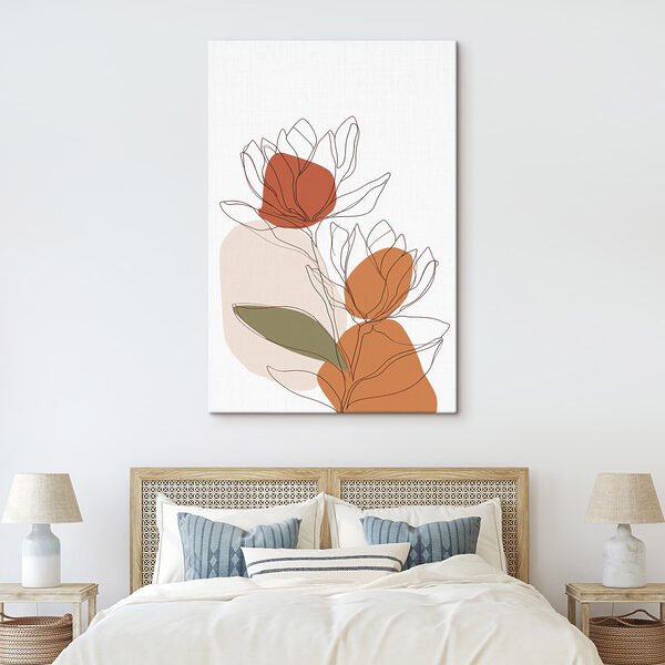 Drawing of flowers with orange circles