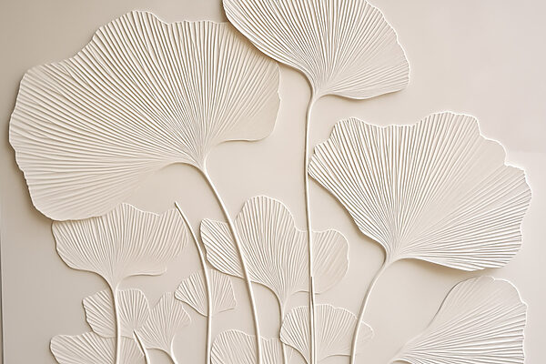 White wall with leaves White wall with leaves