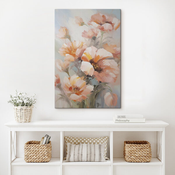 Painting of flowers on a white surface Painting of flowers on a white surface