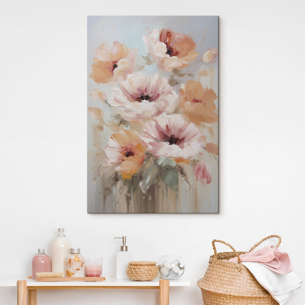 Painting of flowers on a white surface Painting of flowers on a white surface
