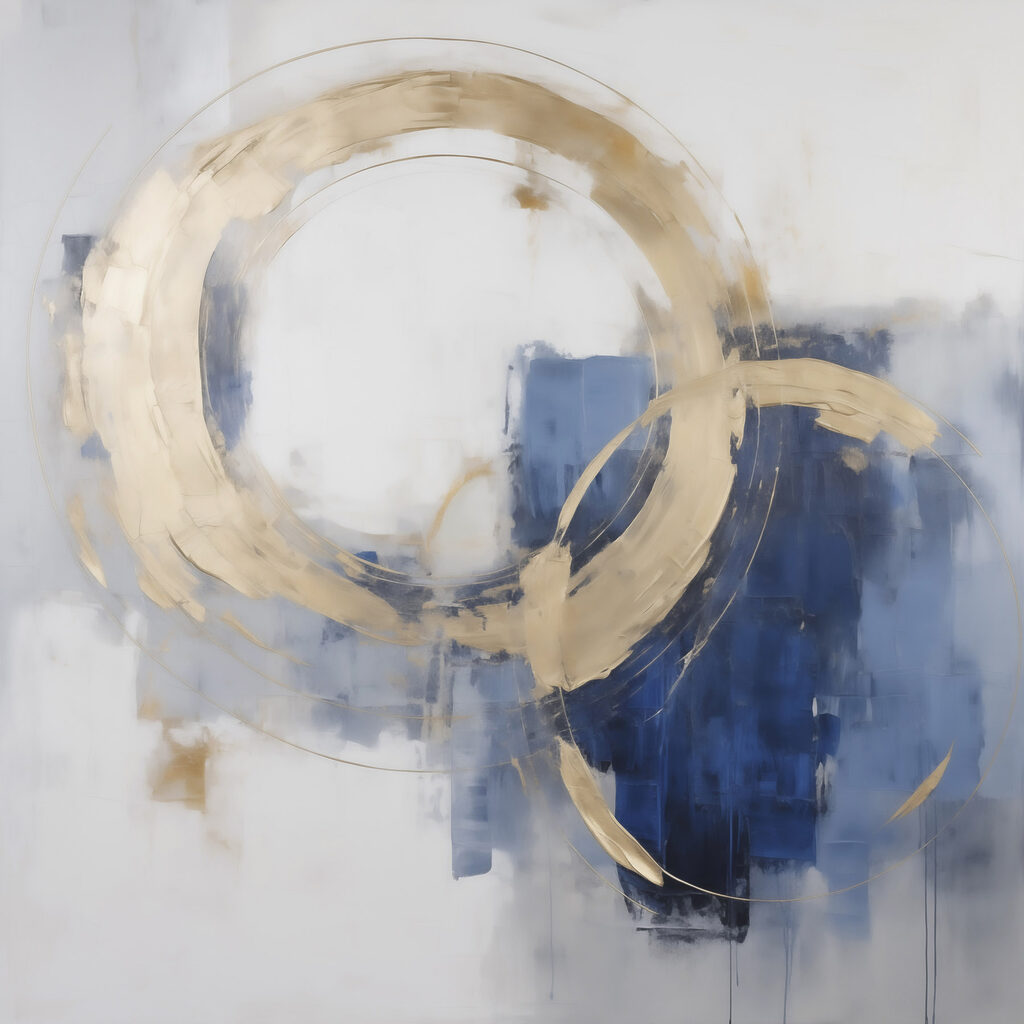 Painting of circles and blue and white Painting of circles and blue and white