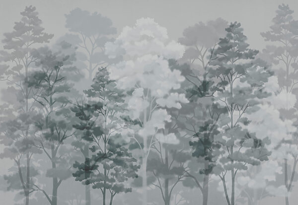Group of trees in a foggy environment