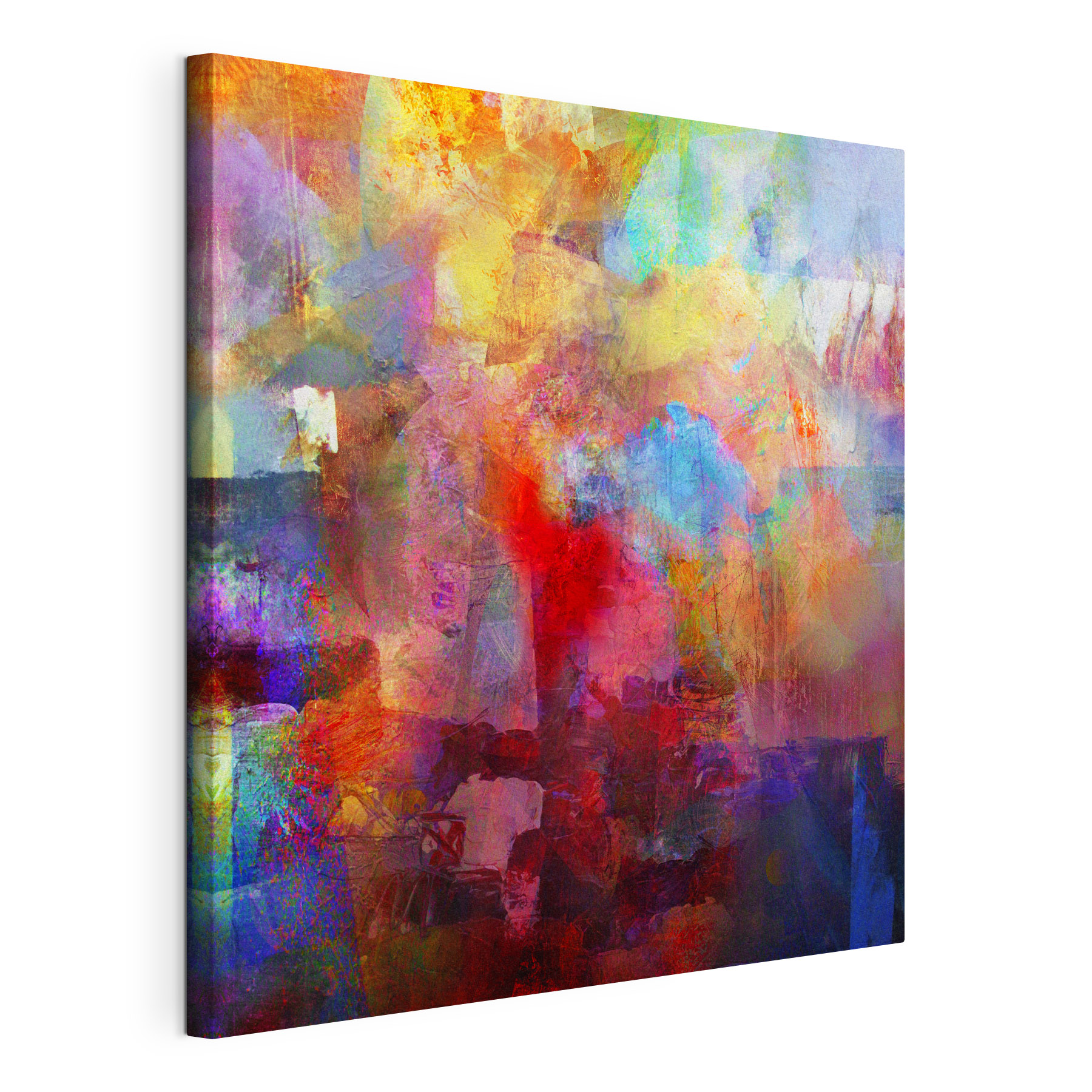 A colorful painting of a city