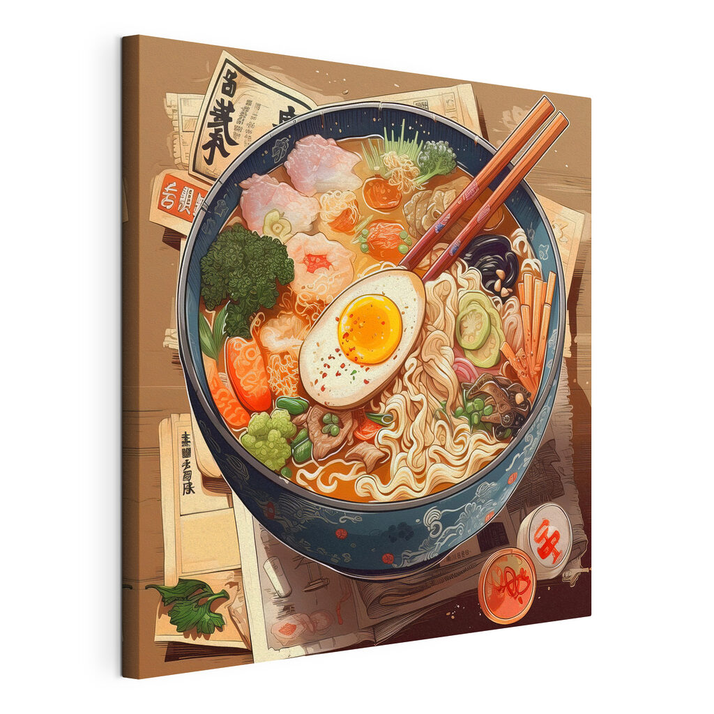 A bowl of ramen with chopsticks and an egg