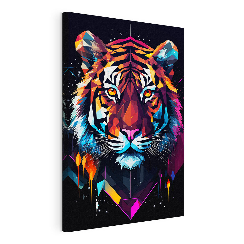A colorful tiger with white whiskers