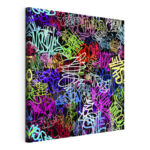 Un graffiti colorat pe un fundal negru Tablouri Un graffiti colorat pe un fundal negru