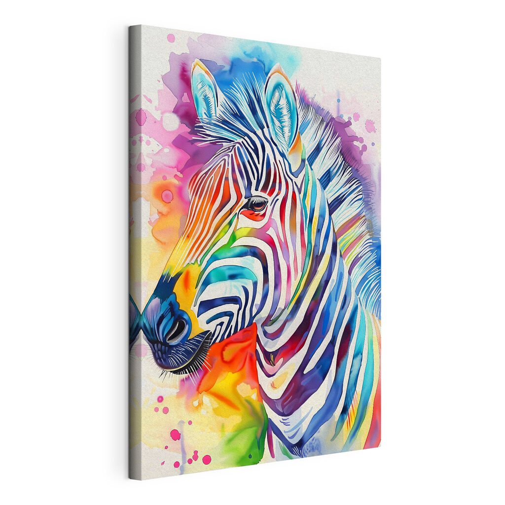 A colorful zebra with rainbow colors