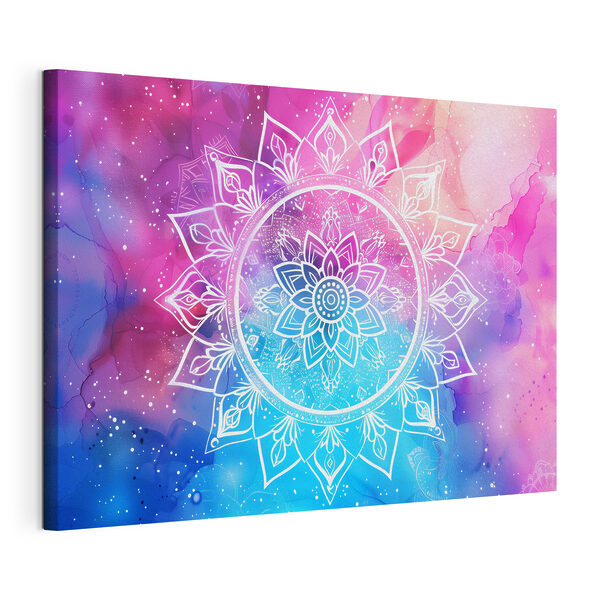 O mandala albă pe un fundal colorat Tablouri O mandala albă pe un fundal colorat