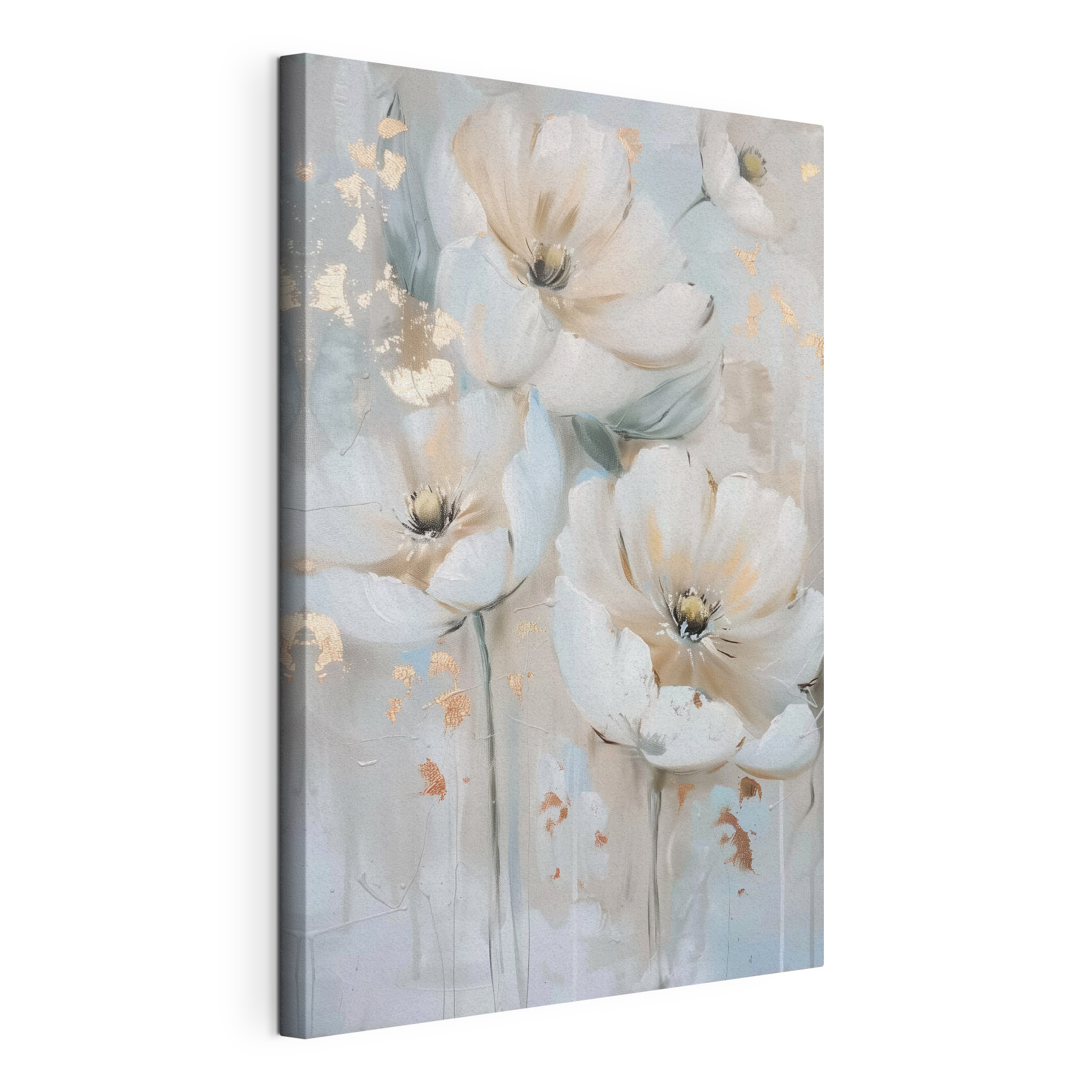 A painting of flowers on a wall