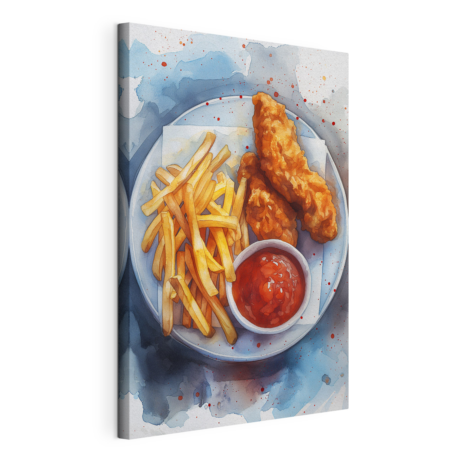 Plate of chicken strips and fries Plate of chicken strips and fries