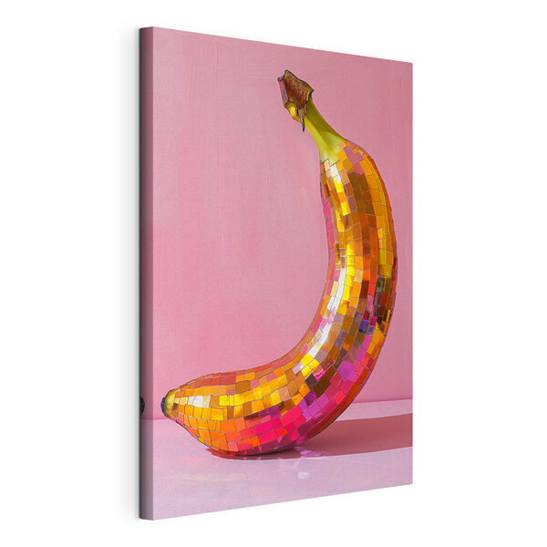 Banană oglindă colorată pe un fundal roz Tablouri Banană oglindă colorată pe un fundal roz