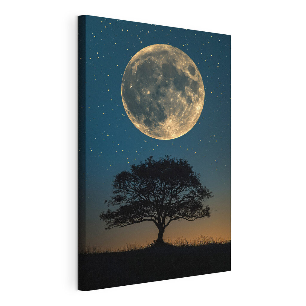 Tree and the moon in the sky