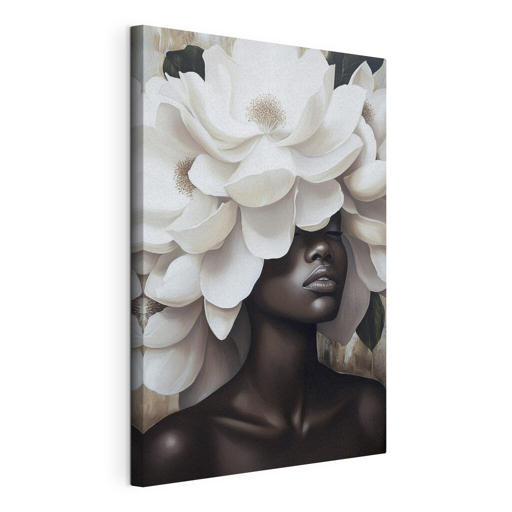 Woman with white flowers on her head Woman with white flowers on her head