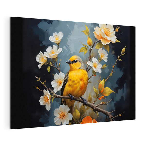 Bird on a branch with flowers