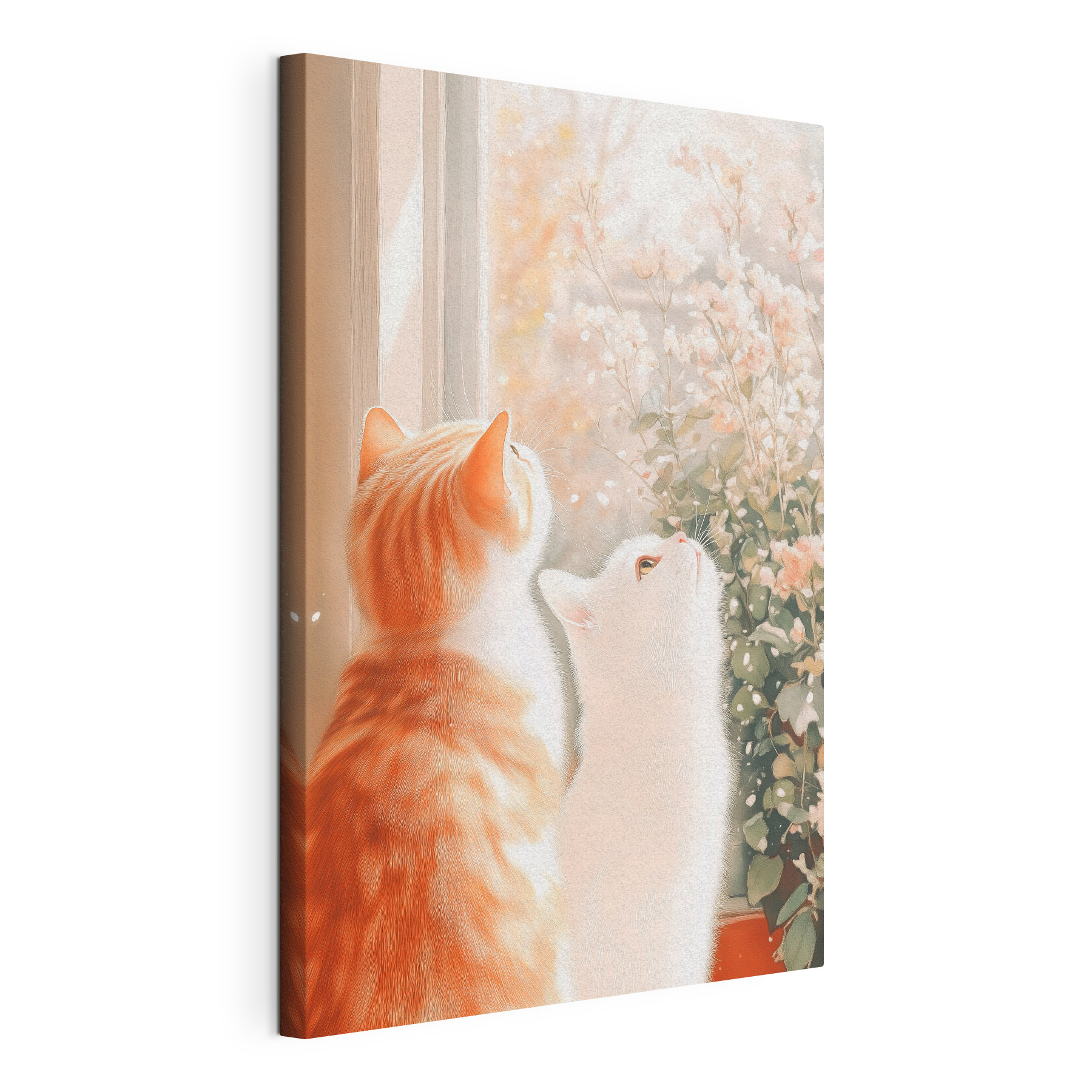 Two cats looking out a window