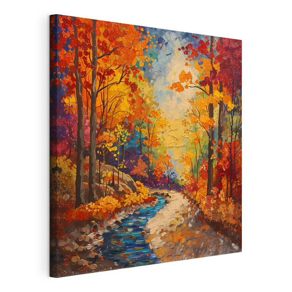 Pictura unui râu care curge printr-o pădure Tablouri Pictura unui râu care curge printr-o pădure