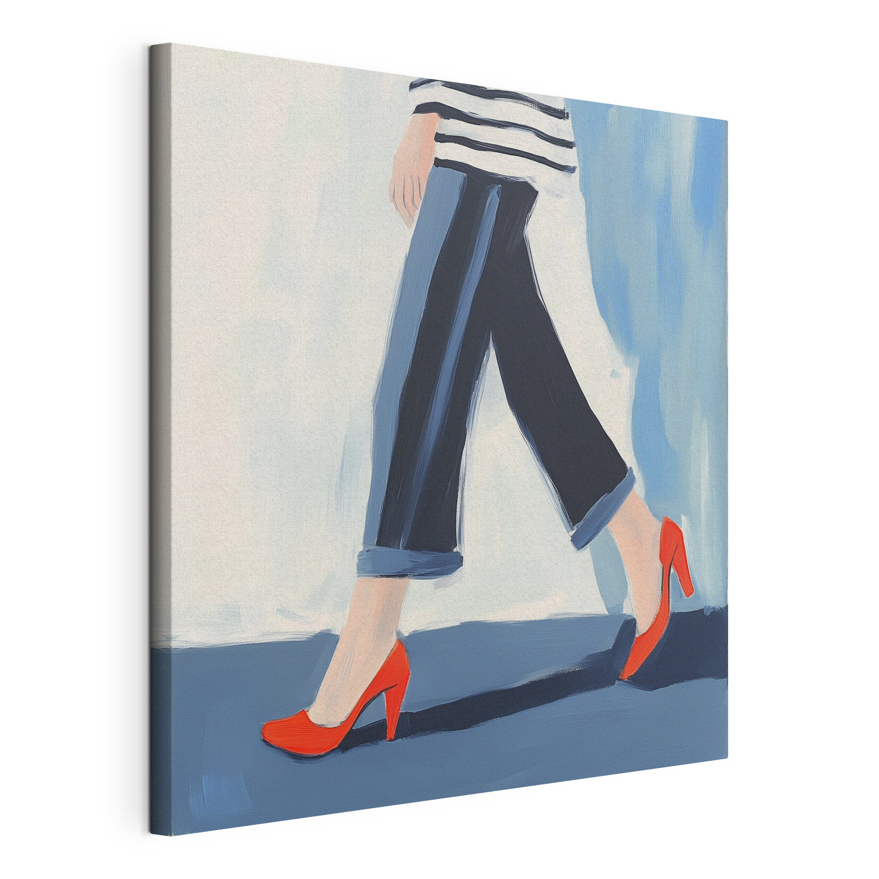 Woman wearing red shoes