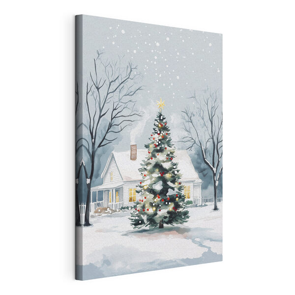 Christmas tree in front of a house Christmas tree in front of a house