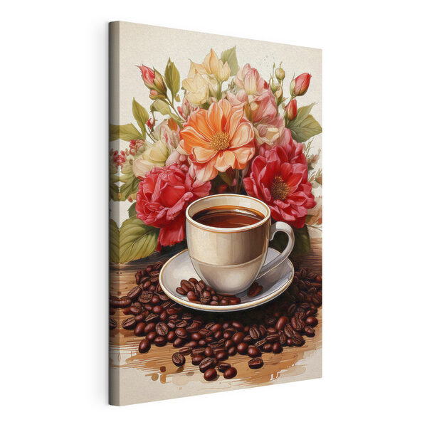 Ceașcă de cafea și flori Tablouri Ceașcă de cafea și flori