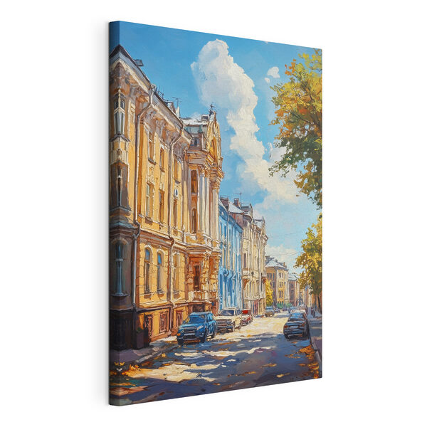 Tablouri Stradă cu mașini parcate pe ea