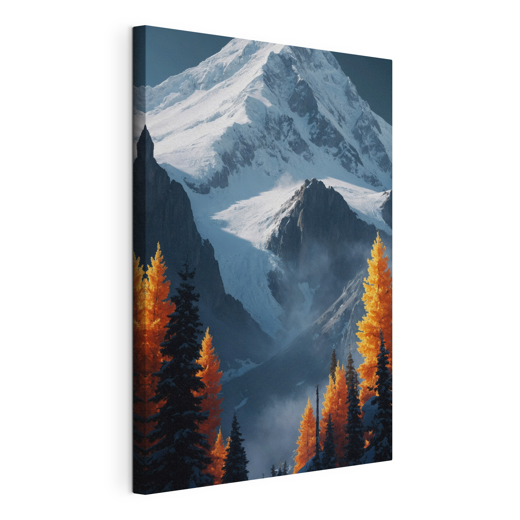 Snowy mountain with trees and snow