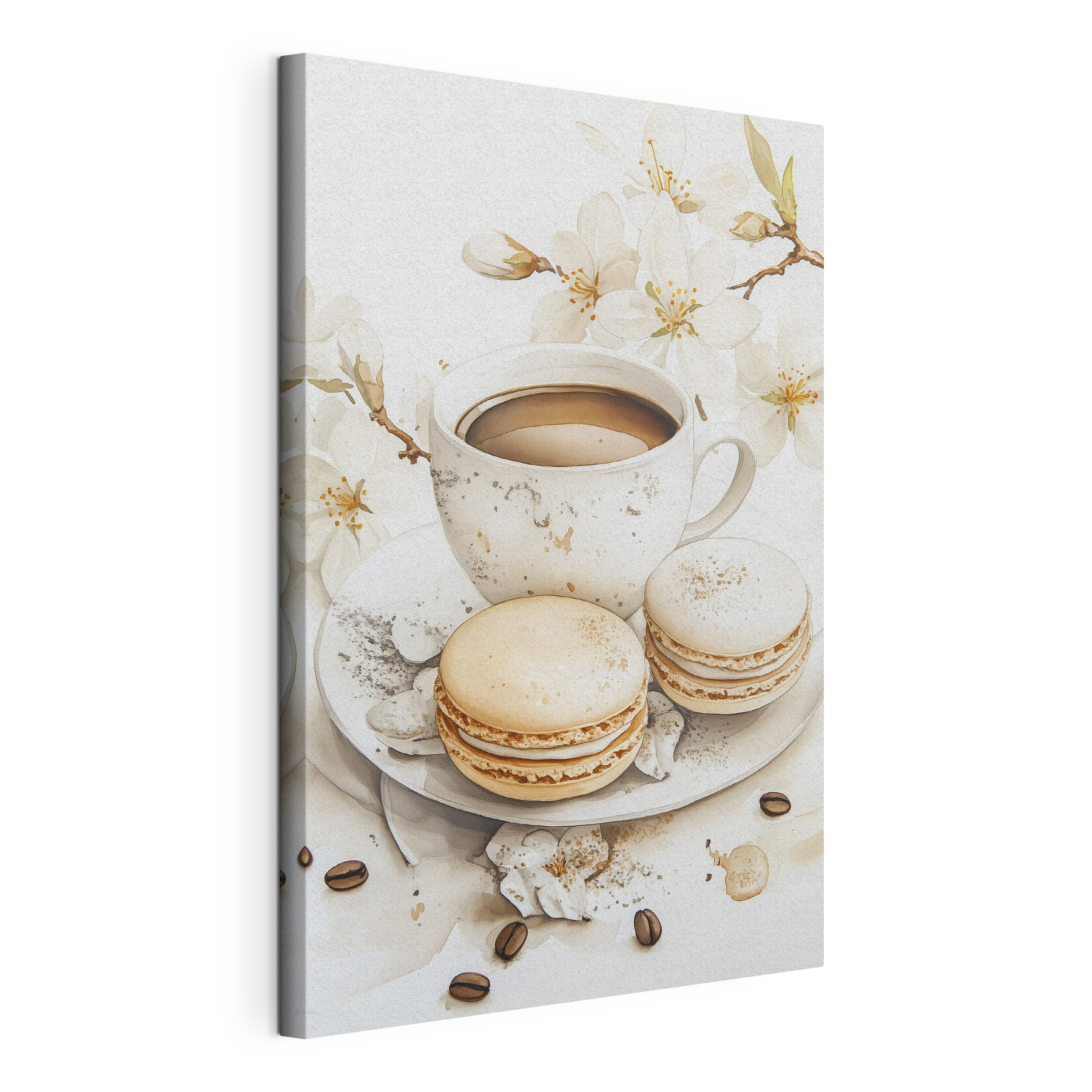Cup of coffee and cookies on a plate