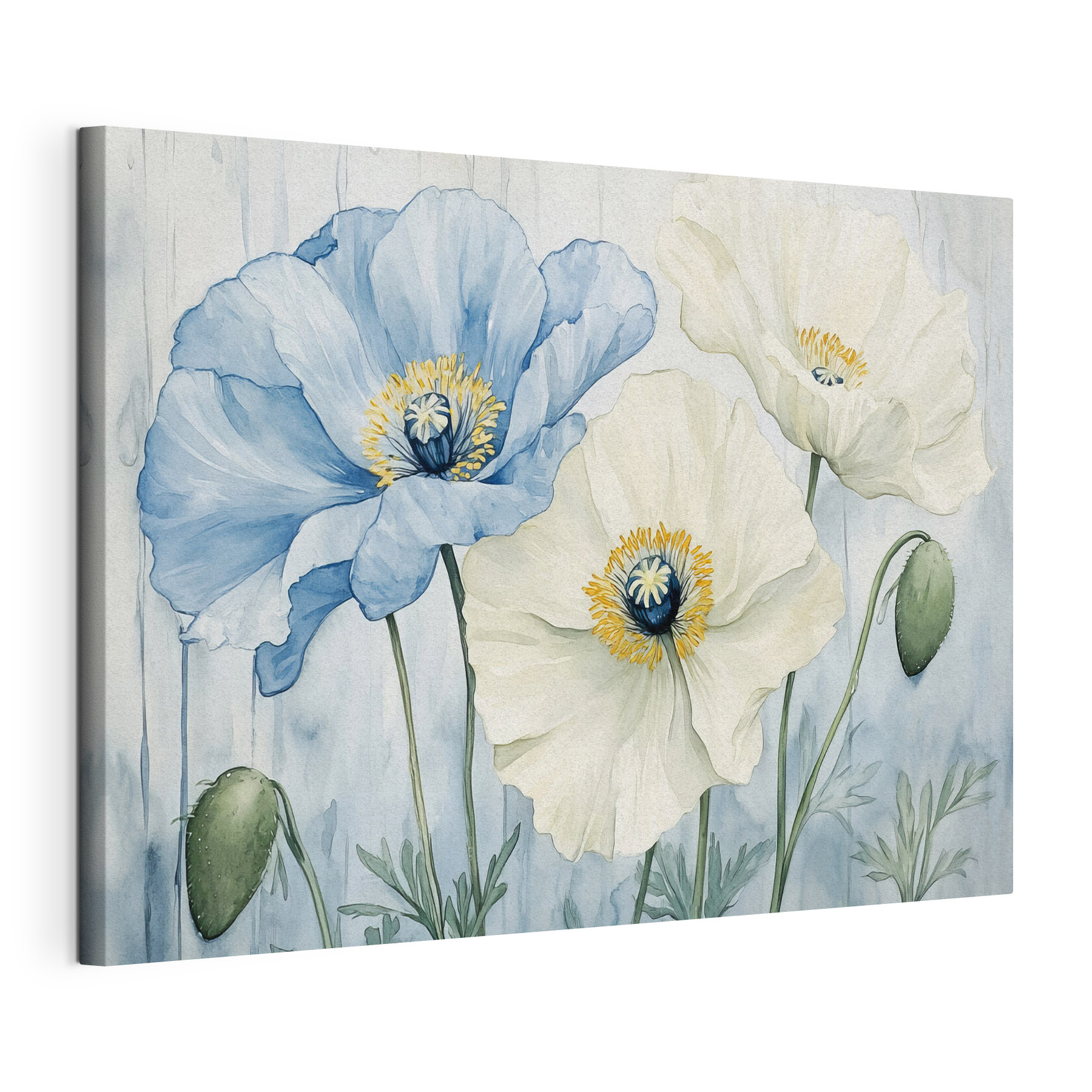 Painting of flowers on a blue background